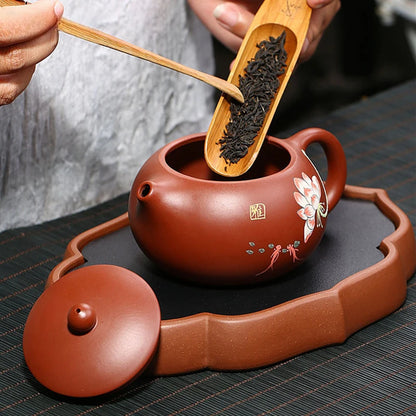 Handmade Ball Hole Filter Teapot Chinese Yixing Purple Clay Tea Pot Raw Ore Dahongpao Xishi Kettle Zisha Beauty Tea Set 240ml