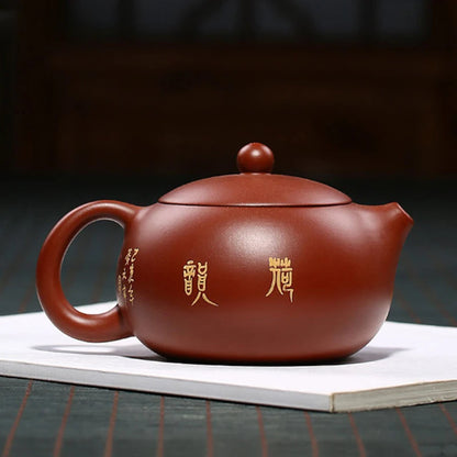 Handmade Ball Hole Filter Teapot Chinese Yixing Purple Clay Tea Pot Raw Ore Dahongpao Xishi Kettle Zisha Beauty Tea Set 240ml