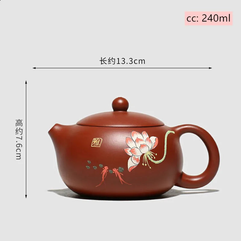 Handmade Ball Hole Filter Teapot Chinese Yixing Purple Clay Tea Pot Raw Ore Dahongpao Xishi Kettle Zisha Beauty Tea Set 240ml