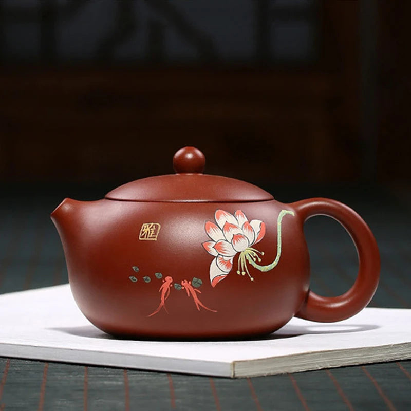 Handmade Ball Hole Filter Teapot Chinese Yixing Purple Clay Tea Pot Raw Ore Dahongpao Xishi Kettle Zisha Beauty Tea Set 240ml