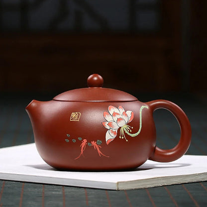 Handmade Ball Hole Filter Teapot Chinese Yixing Purple Clay Tea Pot Raw Ore Dahongpao Xishi Kettle Zisha Beauty Tea Set 240ml