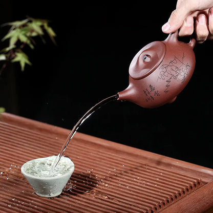 Handmade Ball Hole Water Teapot, Zisha Teapot, Kung-Fu Teaware, Purple Clay Drinkware for Puer, Handmade Pot