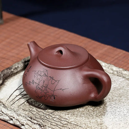 Handmade Ball Hole Water Teapot, Zisha Teapot, Kung-Fu Teaware, Purple Clay Drinkware for Puer, Handmade Pot