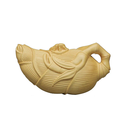 Handmade Bamboo Teapot for Home Decoration, Carved Wood Decor, Chinese Boxwood Crafts, Statue Sculptures, Feng Shui Ornaments