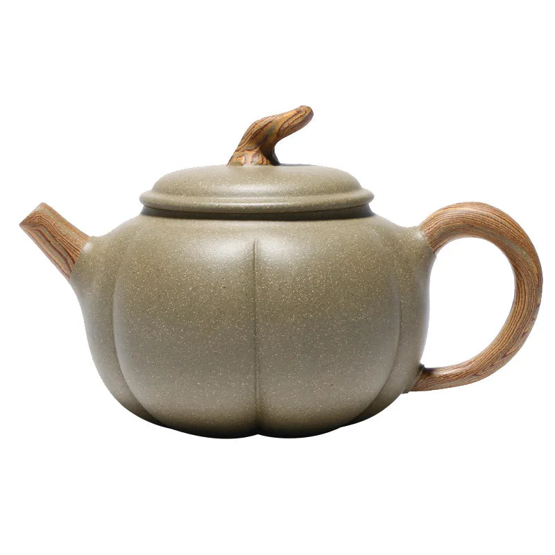 Handmade Bean Green Eggplant Pot, Zisha Teapot, Yixing Handmade Pot, Kung-Fu Teaware, Purple Clay Drinkware for Puer Green