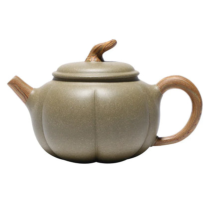 Handmade Bean Green Eggplant Pot, Zisha Teapot, Yixing Handmade Pot, Kung-Fu Teaware, Purple Clay Drinkware for Puer Green