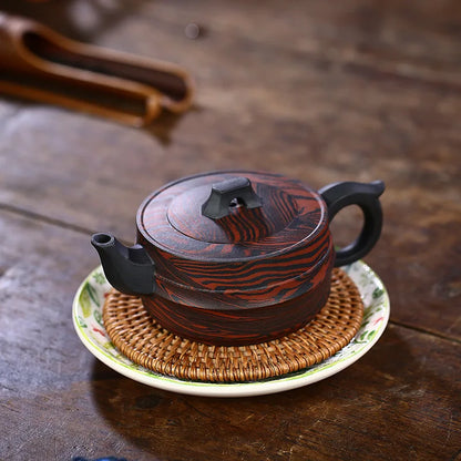 Handmade Bridge Zisha Teapot, Yixing Handmade Pot, Kung-Fu Teaware, Purple Clay Drinkware for Puer Green and Black Chinese Tea