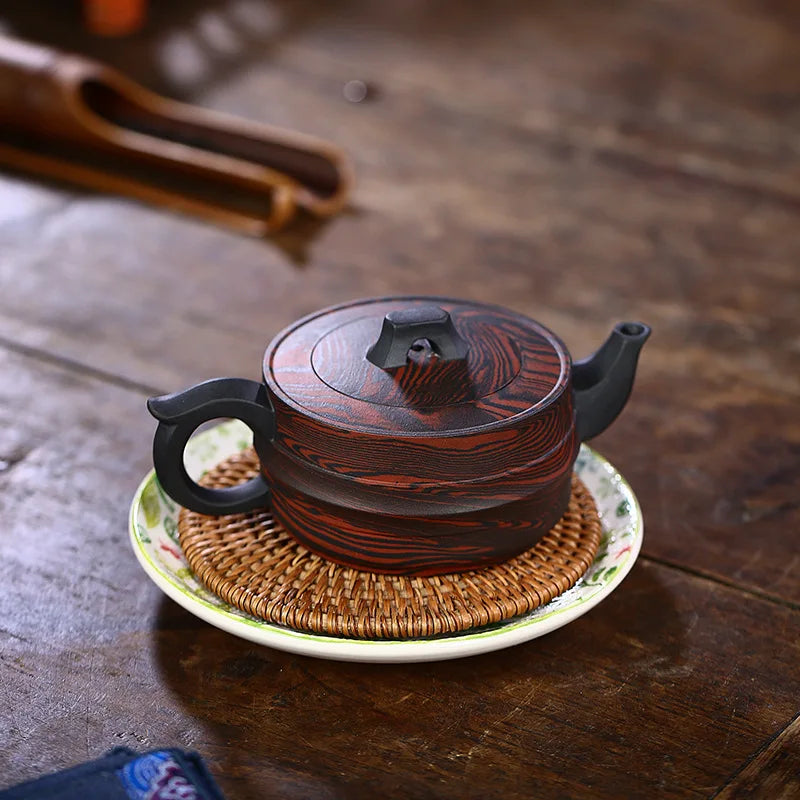Handmade Bridge Zisha Teapot, Yixing Handmade Pot, Kung-Fu Teaware, Purple Clay Drinkware for Puer Green and Black Chinese Tea