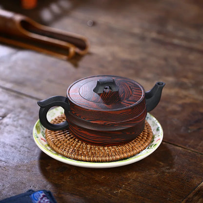 Handmade Bridge Zisha Teapot, Yixing Handmade Pot, Kung-Fu Teaware, Purple Clay Drinkware for Puer Green and Black Chinese Tea