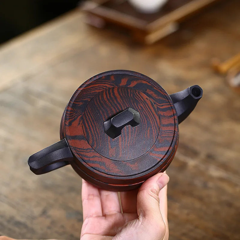 Handmade Bridge Zisha Teapot, Yixing Handmade Pot, Kung-Fu Teaware, Purple Clay Drinkware for Puer Green and Black Chinese Tea