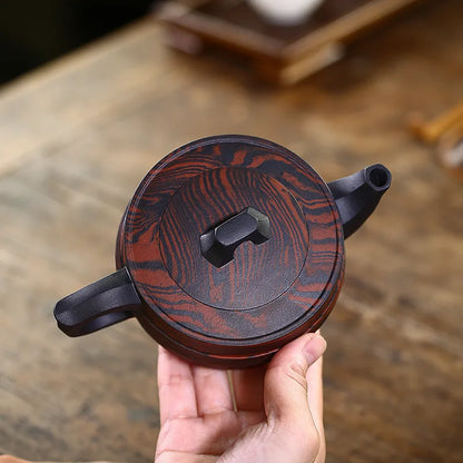 Handmade Bridge Zisha Teapot, Yixing Handmade Pot, Kung-Fu Teaware, Purple Clay Drinkware for Puer Green and Black Chinese Tea