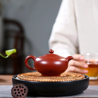Handmade Carved Niu Cover Lotus Seed Pot, Zisha Teapot, Yixing , Kung-Fu Teaware, Purple Clay Drinkware for Puer Green and Black