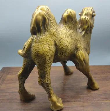 Handmade Carved Pure Copper Brass Retro Animal Alpaca Camel Statue Desk Decoration Ornaments Gifts Home Decor Sculpture