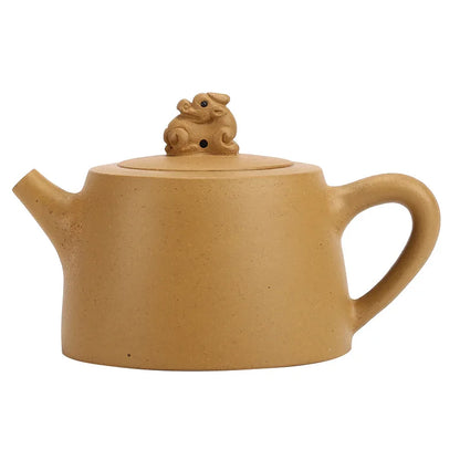 Handmade Carved Purple Clay Teapot, Kung-Fu Teaware, Auspicious Jinglan Zisha, Yixing Handmade Pot, Golden Section