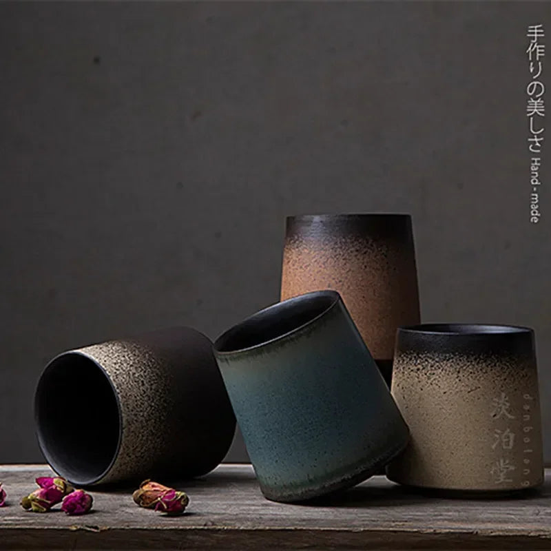 Handmade Ceramic Cup from Jingdezhen with Chu Kiln Ancient Porcelain and Japanese Retro Artistic Minimalist Mark Cup