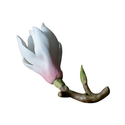 Handmade Ceramic Magnolia Figurines Tea Pet Flower Tea Ceremony & Tea Set Incense Holder Table Decoration Accessories Zen