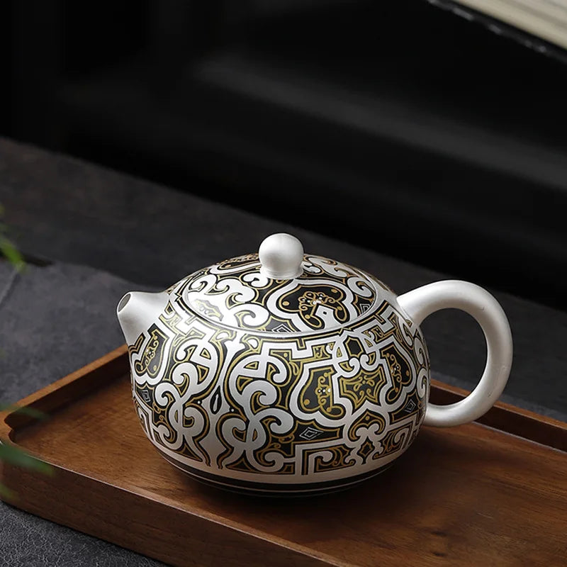 Handmade Ceramic Teapot, Chinese Beautiful Tea Pots, Luxury Tea Services, Puer Yixing Teapot, Kung Fu Tea Table Tea Cooker