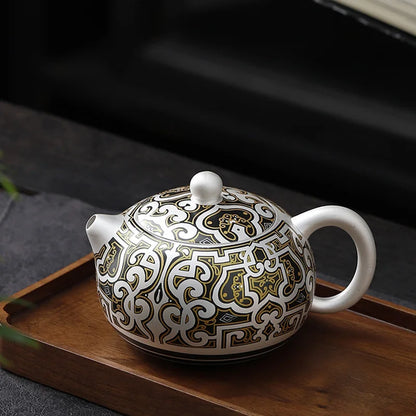 Handmade Ceramic Teapot, Chinese Beautiful Tea Pots, Luxury Tea Services, Puer Yixing Teapot, Kung Fu Tea Table Tea Cooker