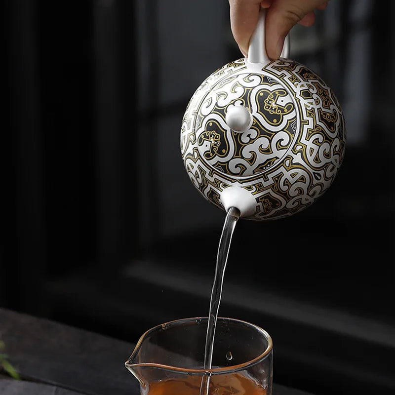 Handmade Ceramic Teapot, Chinese Beautiful Tea Pots, Luxury Tea Services, Puer Yixing Teapot, Kung Fu Tea Table Tea Cooker