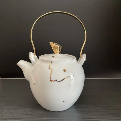 Handmade Ceramic Teapot Set Exquisite Chinese Gongfu Teaware Classic Ceramic Tea Kettle with Infuser Tea Cups Pot