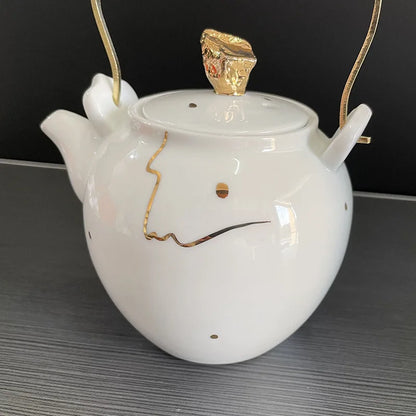 Handmade Ceramic Teapot Set Exquisite Chinese Gongfu Teaware Classic Ceramic Tea Kettle with Infuser Tea Cups Pot