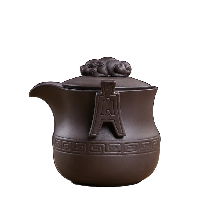 Handmade Chinese Kungfu Tea Set with Filter Net, Antique Raw Material, Purple Clay Teapot, Express Cup, Office, Home