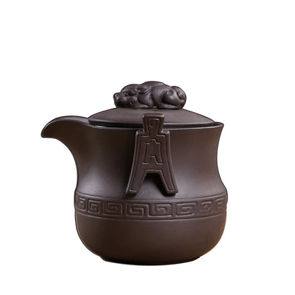 Handmade Chinese Kungfu Tea Set with Filter Net, Antique Raw Material, Purple Clay Teapot, Express Cup, Office, Home