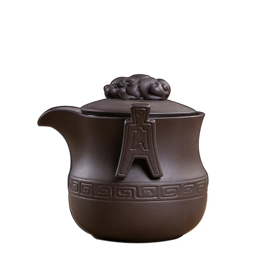 Handmade Chinese Kungfu Tea Set with Filter Net, Antique Raw Material, Purple Clay Teapot, Express Cup, Office, Home