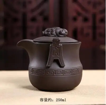 Handmade Chinese Kungfu Tea Set with Filter Net, Antique Raw Material, Purple Clay Teapot, Express Cup, Office, Home