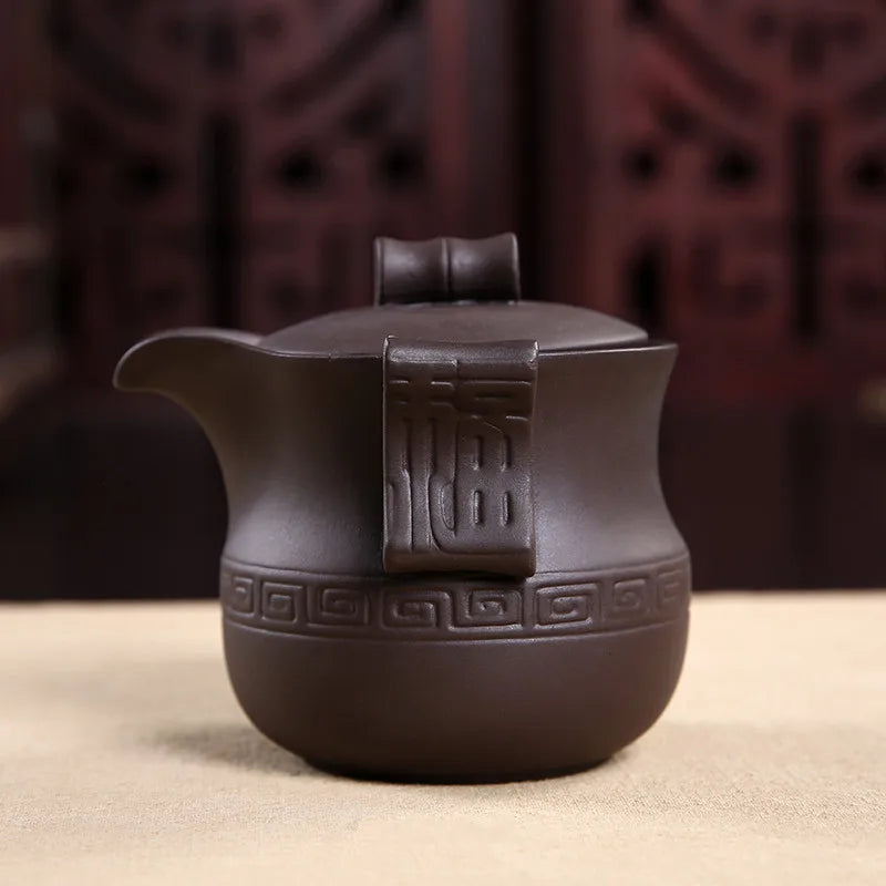 Handmade Chinese Kungfu Tea Set with Filter Net, Antique Raw Material, Purple Clay Teapot, Express Cup, Office, Home