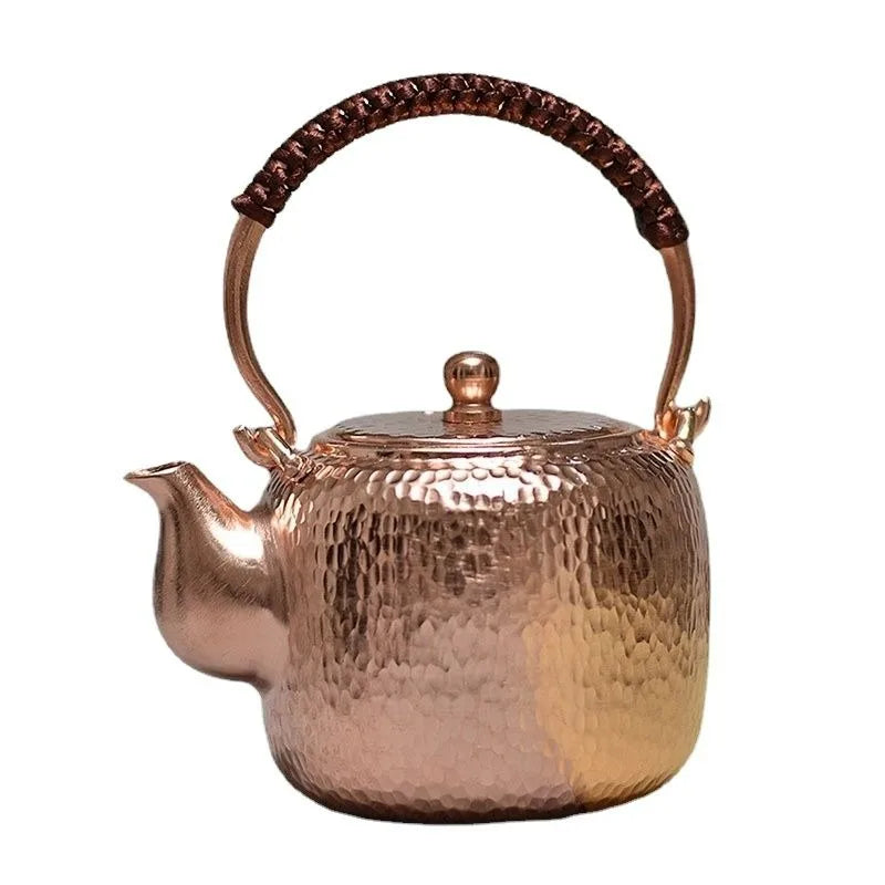 Handmade Chinese Teapot Side Handle, Purple Copper Pots, Vintage Tea Infuser, Puer Matcha Teaware, Metal Yixing Teapot, Kongfu