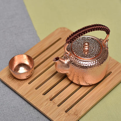 Handmade Chinese Teapot Side Handle, Purple Copper Pots, Vintage Tea Infuser, Puer Matcha Teaware, Metal Yixing Teapot, Kongfu