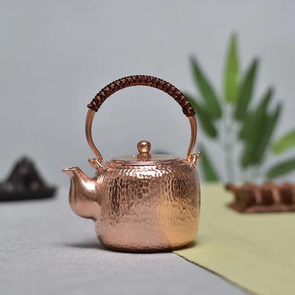 Handmade Chinese Teapot Side Handle, Purple Copper Pots, Vintage Tea Infuser, Puer Matcha Teaware, Metal Yixing Teapot, Kongfu