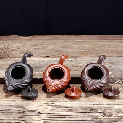 Handmade Chinese Teasets Kung Fu Teapot, Purple Clay Art Tea Pot, Zhu Mud Snail Pot, Black Red Brown Teapot, 110ml