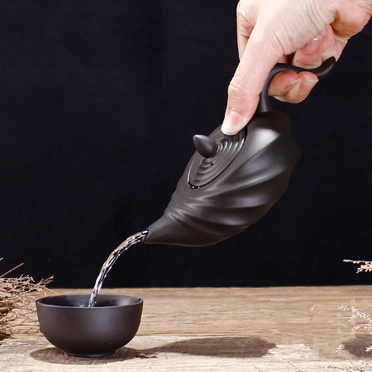 Handmade Chinese Teasets Kung Fu Teapot, Purple Clay Art Tea Pot, Zhu Mud Snail Pot, Black Red Brown Teapot, 110ml