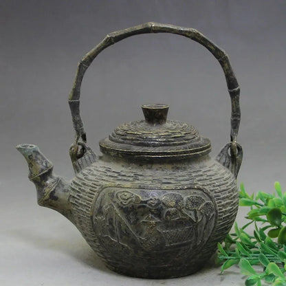 Handmade Chinese Water Kettle with Side Handle, Antique Burn Kettle, Bronze Ware, Vintage Teapot, Brass Kettle, Wine Pot, Kongfu