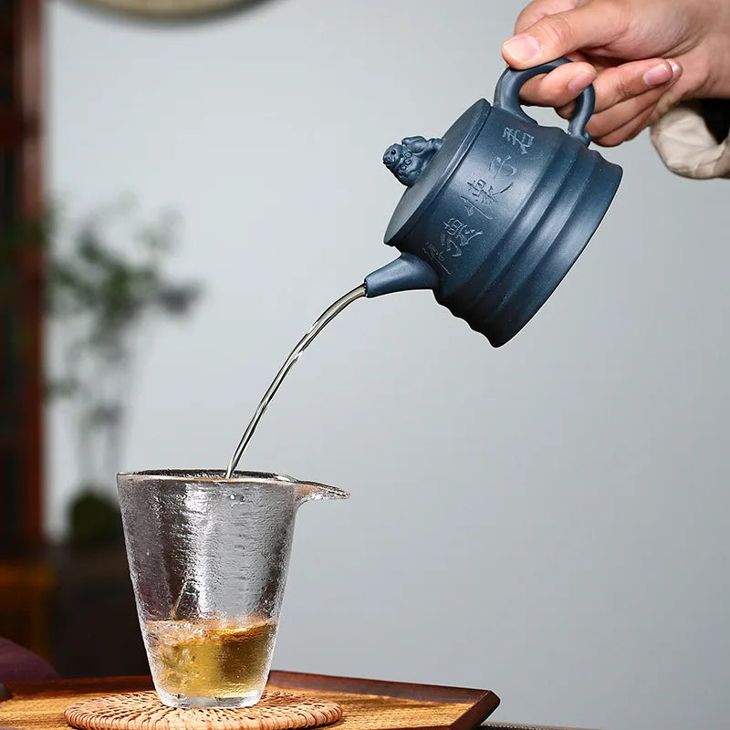 Handmade Clay Gentleman Huaide Kettle, Zisha Teapot, Yixing Handmade Pot, Kung-Fu Teaware, Purple Clay Drinkware for Puer Green
