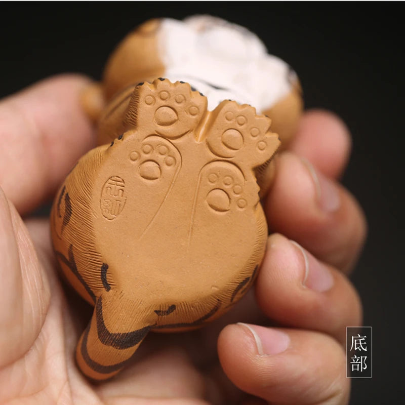 Handmade Clay Tiger Figurines Tea Pet Animal Tea Ceremony Utensils Set Tea Room Decoration   Accessories Zen