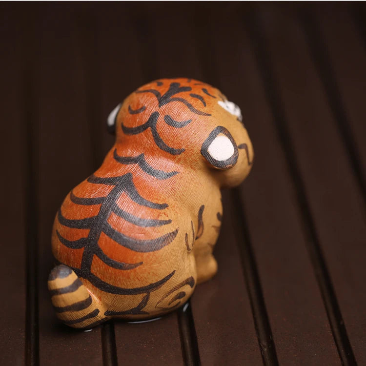 Handmade Clay Tiger Figurines Tea Pet Animal Tea Ceremony Utensils Set Tea Room Decoration   Accessories Zen