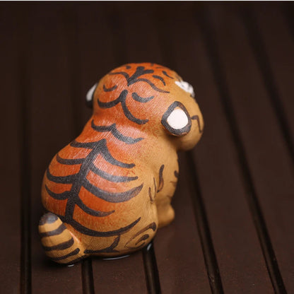 Handmade Clay Tiger Figurines Tea Pet Animal Tea Ceremony Utensils Set Tea Room Decoration   Accessories Zen