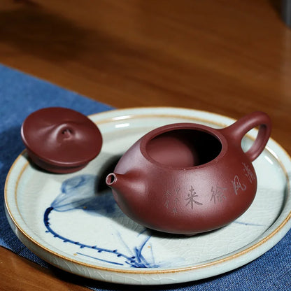 Handmade Clear Bamboo Style Xulai Stone Scoop, Teapot Ball Hole, Kung-Fu Teaware, Purple Clay Drinkware for Puer, Green, Black