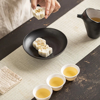 Handmade Coarse Pottery Pot Bearing Holder Powder Yin Black Art Dry Soaking Table Dry Brew Table Tea Tray Tea Ceremony Ornaments