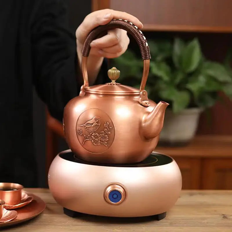 Handmade Copper Pot Kettle Teapot Kung Fu Tea Set Tea Kettle Copper Tea Stove Tea Pot Set Chinese Tea Maker Tea Set Gift Box