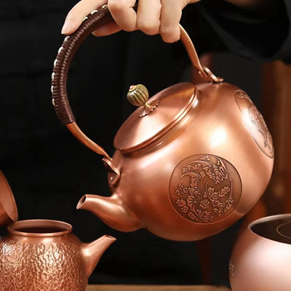 Handmade Copper Pot Kettle Teapot Kung Fu Tea Set Tea Kettle Copper Tea Stove Tea Pot Set Chinese Tea Maker Tea Set Gift Box