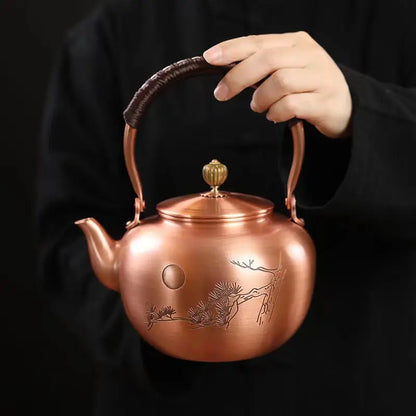Handmade Copper Pot Kettle Teapot Kung Fu Tea Set Tea Kettle Copper Tea Stove Tea Pot Set Chinese Tea Maker Tea Set Gift Box