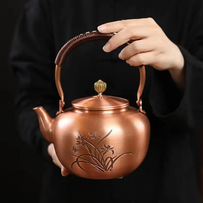 Handmade Copper Pot Kettle Teapot Kung Fu Tea Set Tea Kettle Copper Tea Stove Tea Pot Set Chinese Tea Maker Tea Set Gift Box