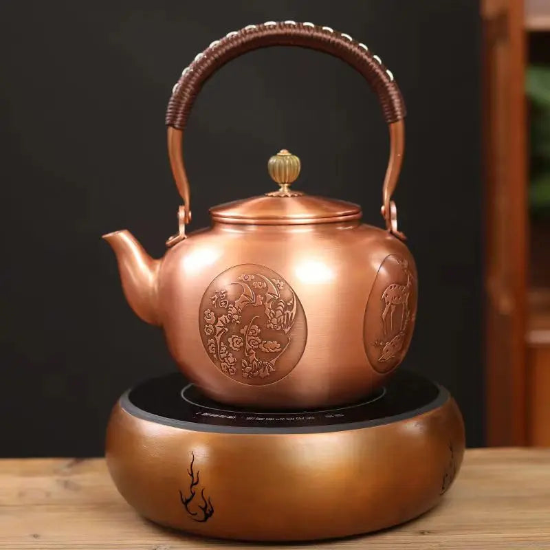 Handmade Copper Pot Kettle Teapot Kung Fu Tea Set Tea Kettle Copper Tea Stove Tea Pot Set Chinese Tea Maker Tea Set Gift Box