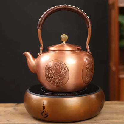 Handmade Copper Pot Kettle Teapot Kung Fu Tea Set Tea Kettle Copper Tea Stove Tea Pot Set Chinese Tea Maker Tea Set Gift Box