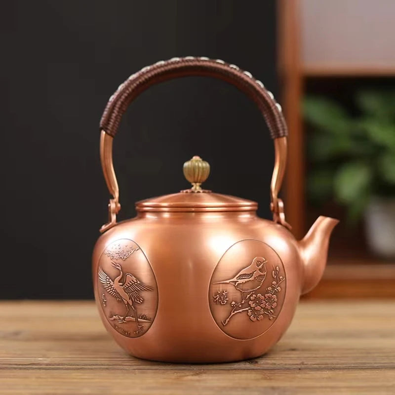 Handmade Copper Pot Kettle Teapot Kung Fu Tea Set Tea Kettle Copper Tea Stove Tea Pot Set Chinese Tea Maker Tea Set Gift Box
