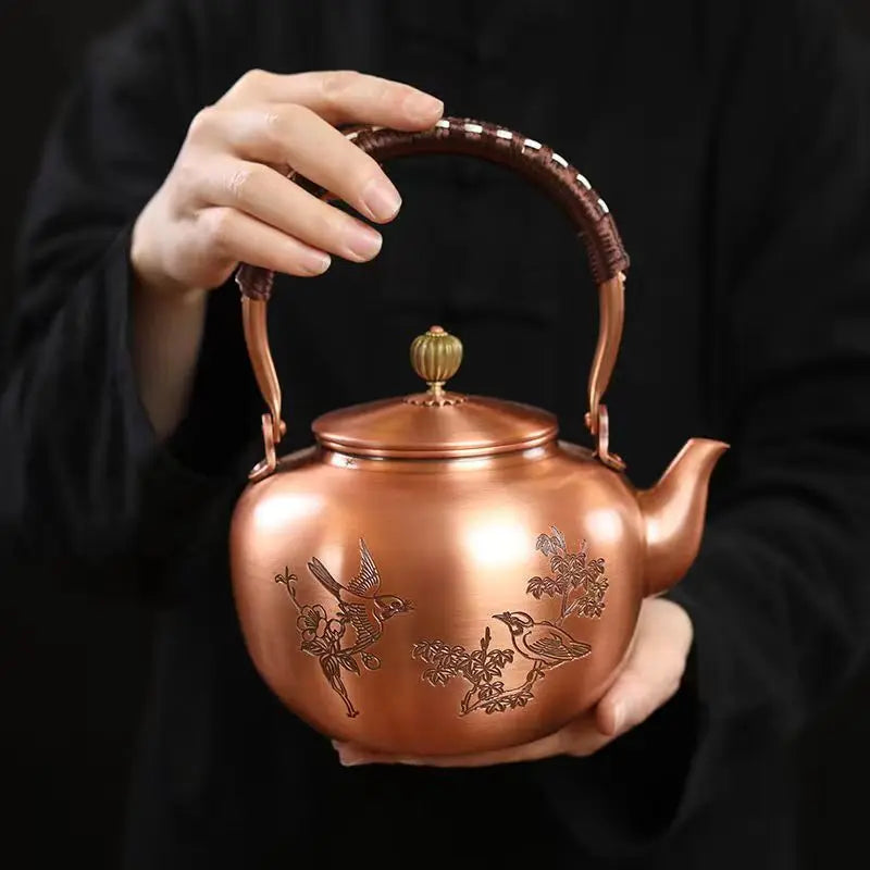 Handmade Copper Pot Kettle Teapot Kung Fu Tea Set Tea Kettle Copper Tea Stove Tea Pot Set Chinese Tea Maker Tea Set Gift Box